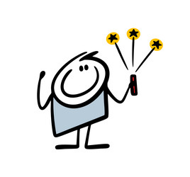 satisfied stickman holds a firecracker vector