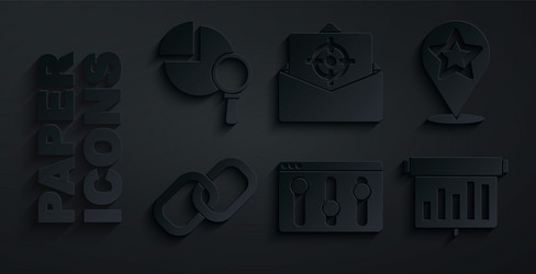 set browser setting map pointer with star chain vector image