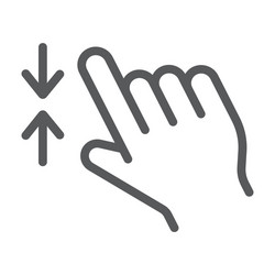two finger zoom out line icon gesture and click vector image