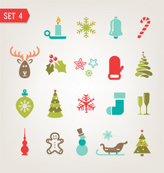 Retro Christmas Icons Vector Image