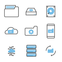 Set data storage and processing icons vector