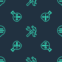 Set line crossed hammer and wrench bioengineering vector