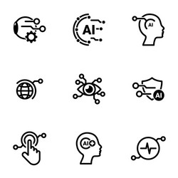 set simple icons on a theme artificial intelligene vector image