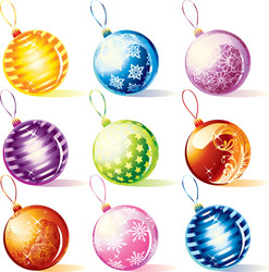 White and gold christmas balls set Royalty Free Vector Image