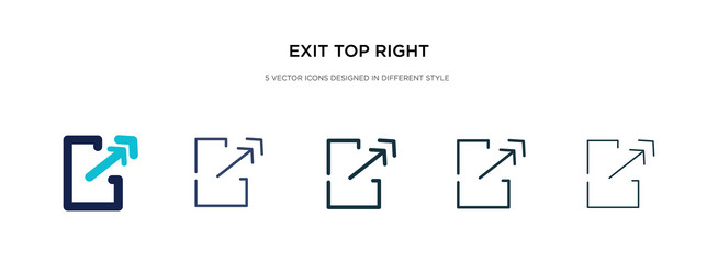 exit top right icon in different style two vector image