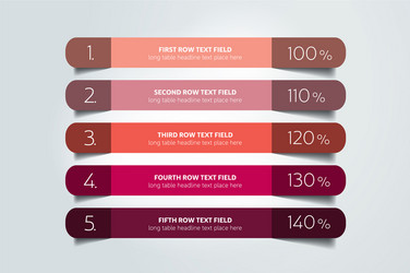 table chart schedule design template with 5 row vector image