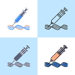 dna changing icon set in flat and line style vector image