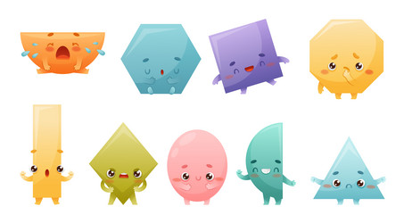 geometric shape character with different face vector image
