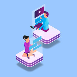 isometric image gaming in virtual reality 3d vector image