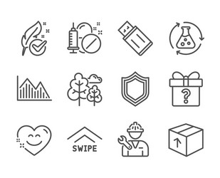 set business icons such as tree usb flash vector image
