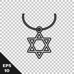 Black line star david necklace on chain icon vector