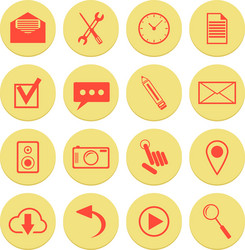 set of yellow icons for web and mobile vector image