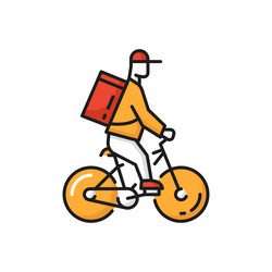 food delivery bike with deliver isolated flat icon vector