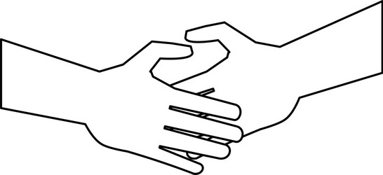 Handshaking support symbol in black and white vector