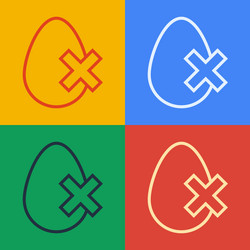 pop art line no egg icon isolated on color vector image