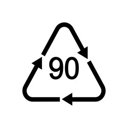 90 recycling code in triangular shape with arrows vector image