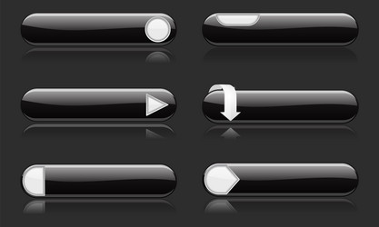 black buttons with white signs menu interface vector image
