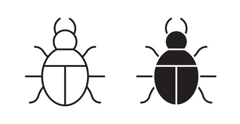 bug icon set in thin line for web vector image
