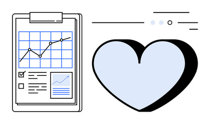clipboard with graph and heart shape symbolizing vector image