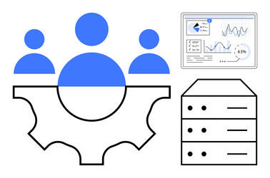 collaboration concept with gear data analytics vector image