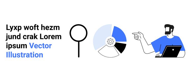 data analysis with magnifying glass graph vector image