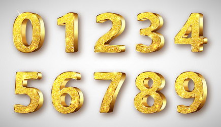 Metallic Number Set with Sparkles vector image
