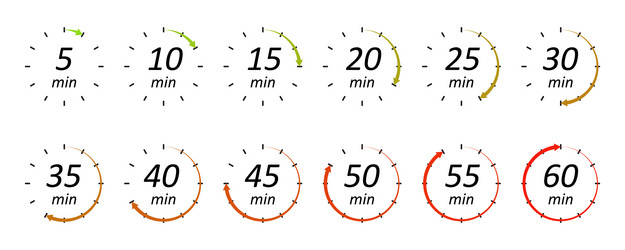 set of chronometer counters with pointing arrows vector image