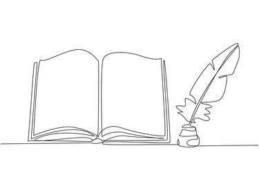 single continuous line drawing open book vector image