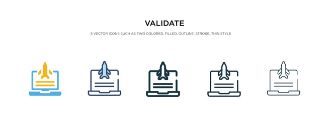 Validate icon in different style two colored vector