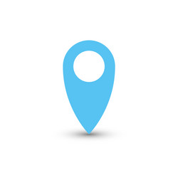 Blue map pointer with dropped shadow on white vector