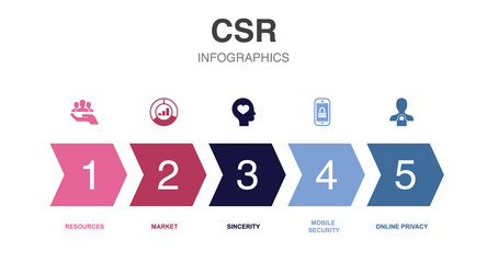 csr icons infographic design template creative vector