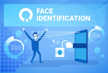 Man getting access after face identification vector