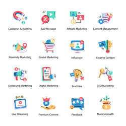 pack of social media hand drawn icons Vector Image