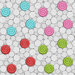 set of seamless patterns with swirls and candies vector image