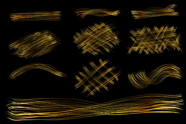 simple set 10 multiple gold golden line scribble vector image