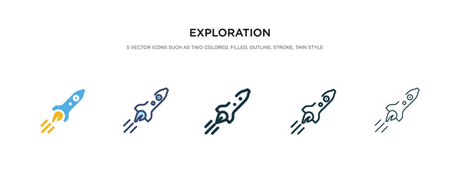 exploration icon in different style two colored vector