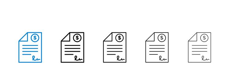 file invoice icons in five different stroke sizes vector image
