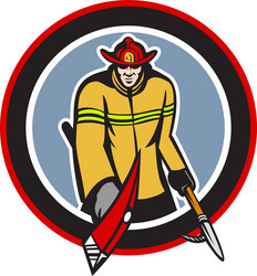 fireman carry axe hook pike pole circle Vector Image