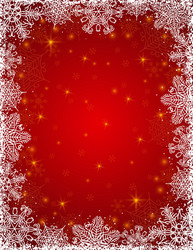 red background with frame of snowflakes vector