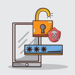 smartphone with security code and digital padlock vector image