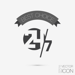 Character 24 7 symbol icon clock service vector