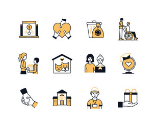 help and care for those in need - line design vector image