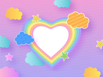 pastel colors heart shape with clouds and stars vector