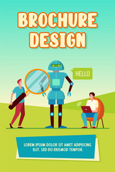 engineers creating robot vector image