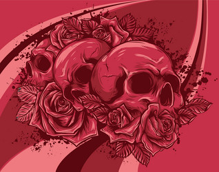 human skulls bouquet flowers vector