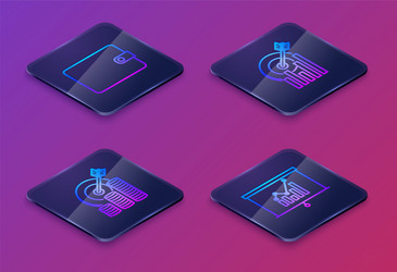 set isometric line wallet target with coin symbol vector image