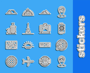 set line map pointer with egypt pyramids globe vector image