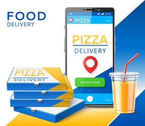 pizza delivery smartphone with order button vector image