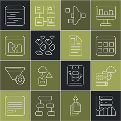 set line server data web hosting network cloud vector image