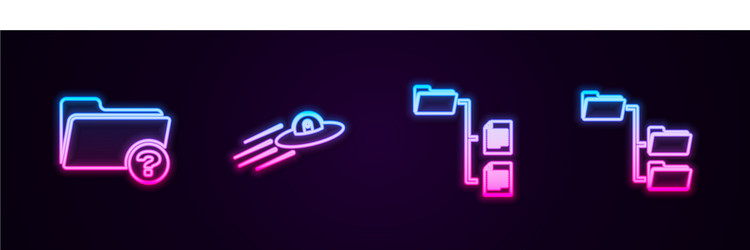 set line unknown directory ufo flying spaceship vector image